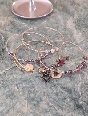 Gold-Tone Beaded Charm Bangle Bracelet Set